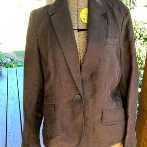 Talbots Brown Linen Blazer-14P